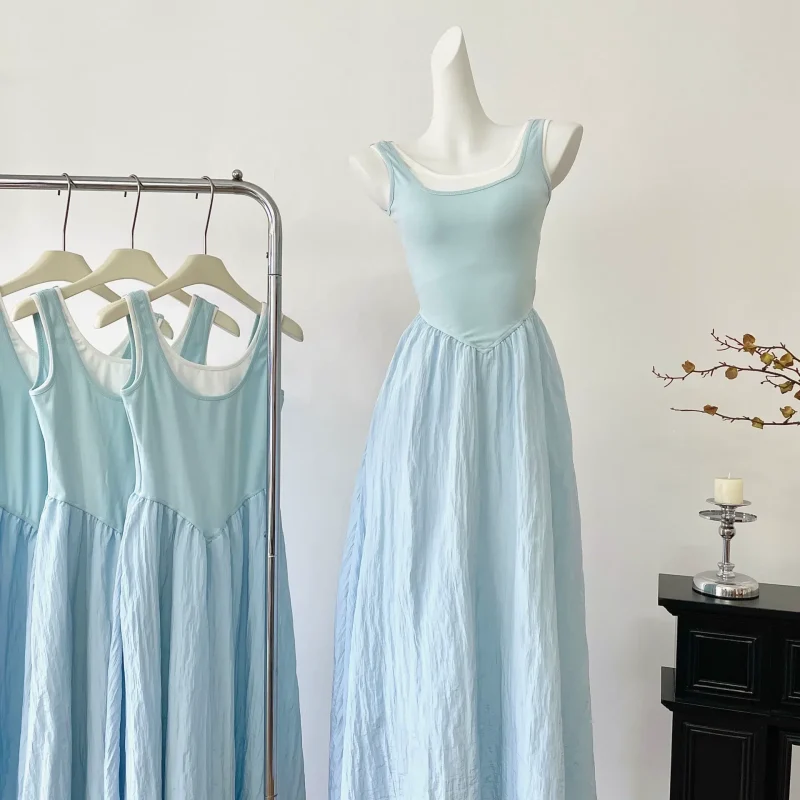 Casual Sea Salt Ballet 2024 Summer New Style Refreshing Fashion High-Level Large Skirt Vest Dress
