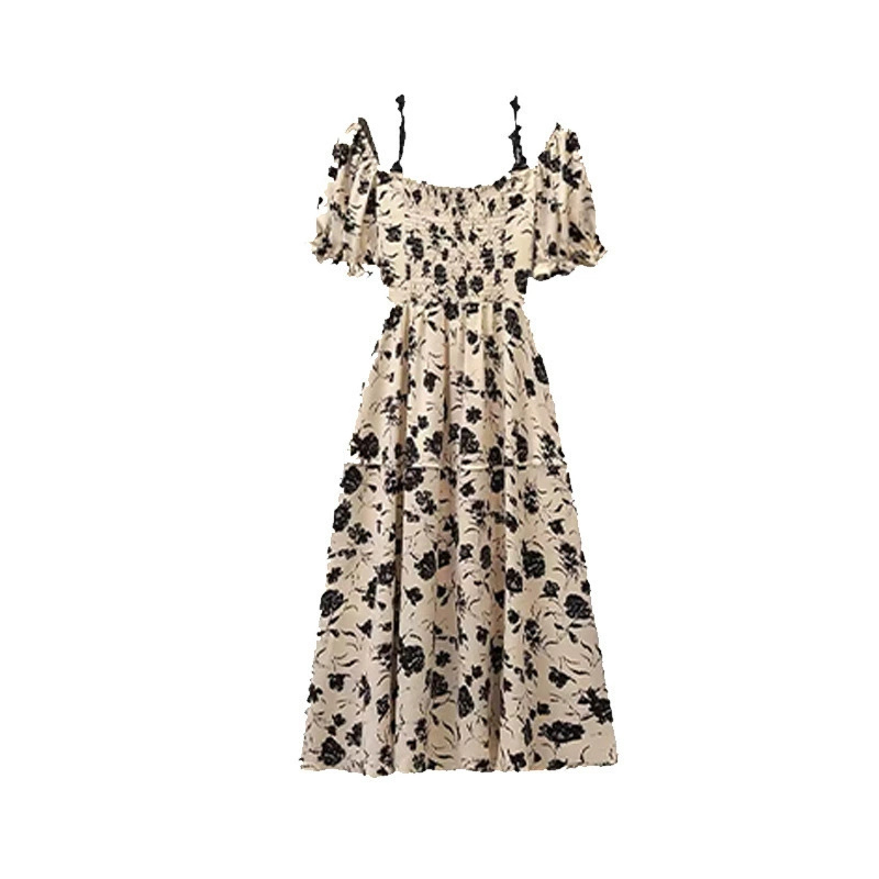 French Hepburn style floral dress for women summer 2024 new summer dress high-end holiday long skirt for women - Image 5