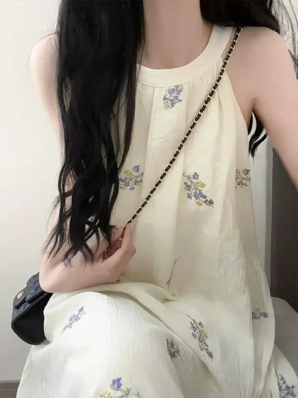 Lily of the Valley Halter Dress Women's 2024 Summer New French Off-Shoulder Sleeveless Seaside Vacation Beach Long Dress