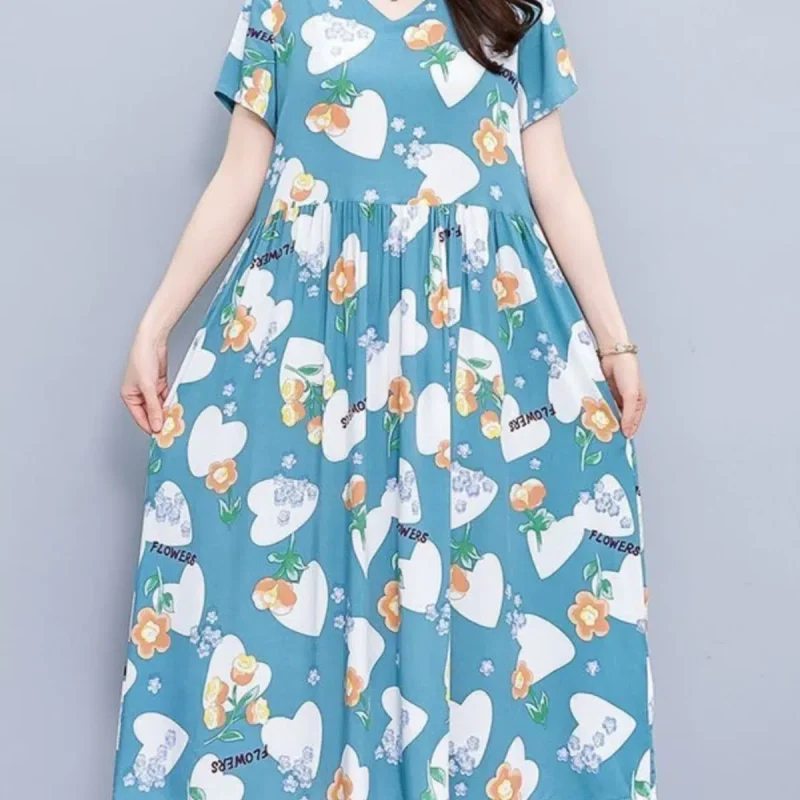 2024 new summer style Senmaling women's cotton silk dress for outer wear large size loose belly-covering temperament skirt nightgown