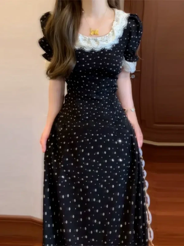French temperament Hepburn style black super good-looking dress for children summer 2024 new style small and beautiful long dress
