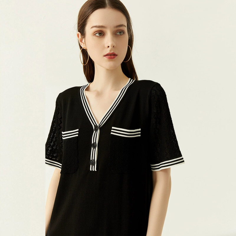 [Xiaoxiang Loose Knitted Dress] New Summer Tencel French Hollow Off-White Long Dress - Image 4