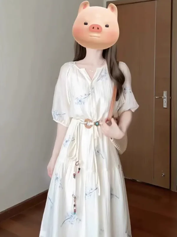 French high-end floral dress for women summer 2024 new style gentle temperament waist seaside vacation long dress