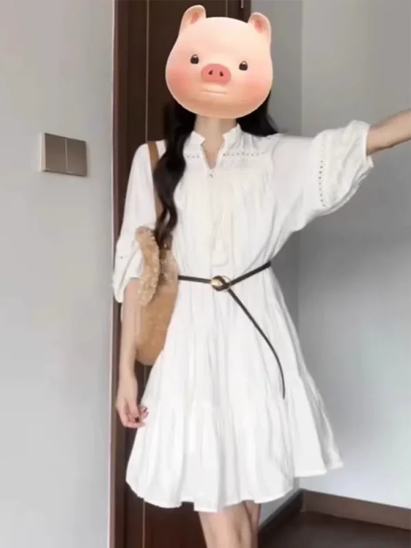 French Chic and Beautiful Little White Shirt Dress Women's 2024 New Summer Style Thousands of Short Skirts